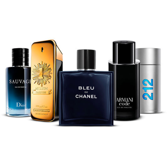 5 parfumų rinkinys   – Sauvage, 1 Million, Bleu de Chanel, Armani Code ir 212 Men  [100 ml kiekvienas]