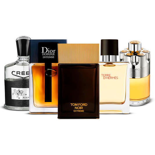 5 parfumų rinkinys  – Creed Aventus, Dior Homme Intense, Tom Ford Noir Extrême, Terre d'Hermès ir Azzaro Wanted  [100 ml kiekvienas]