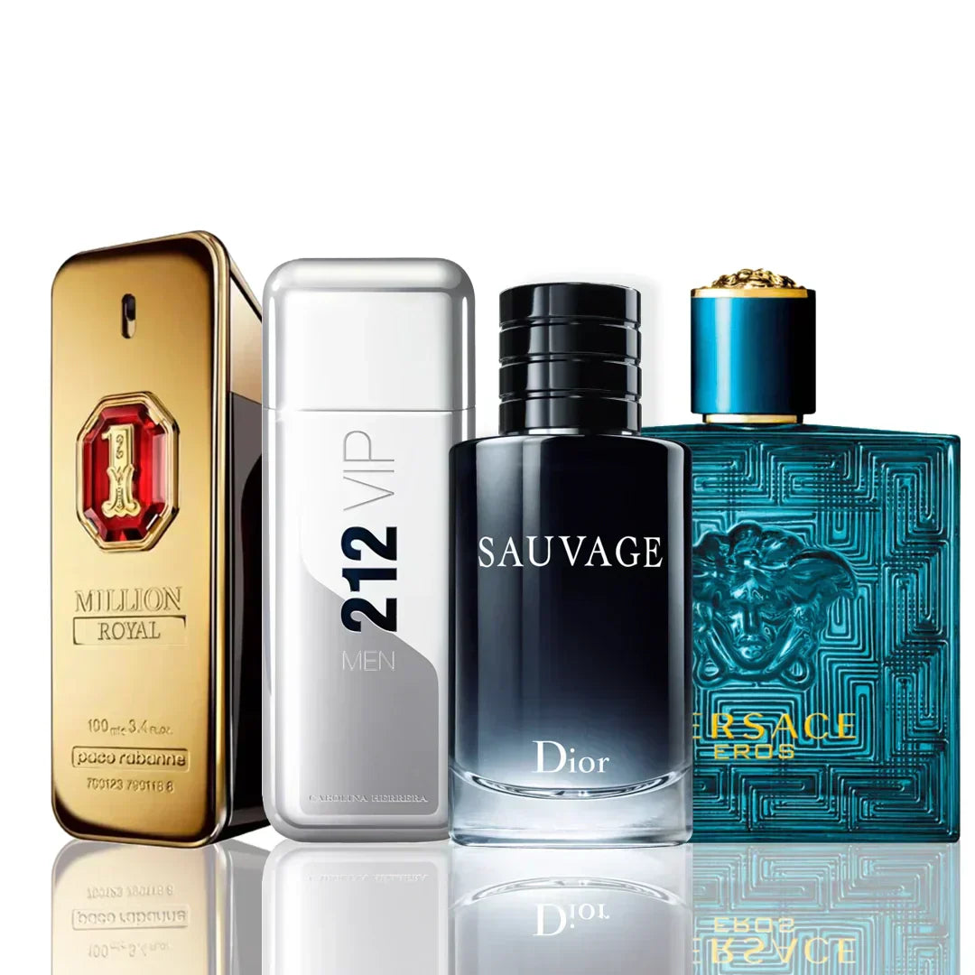 4 parfumų rinkinys | One Million Royal + 212 Vip + Sauvage Dior + Versace Eros 100 ml