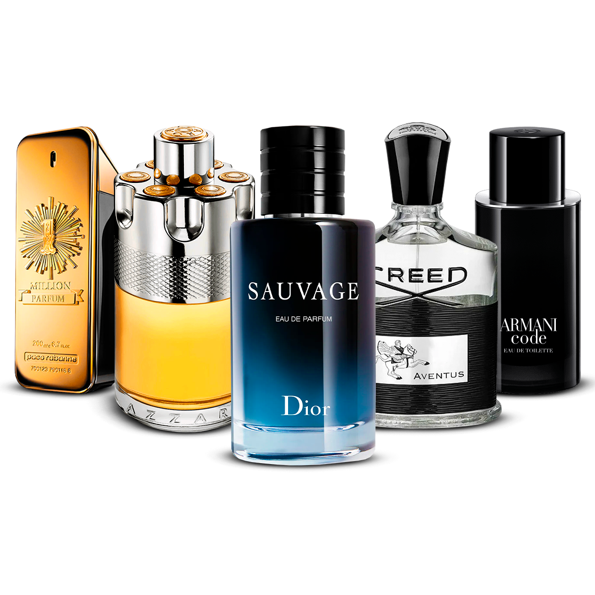 5 parfumų rinkinys  – 1 Million, Azzaro Wanted, Sauvage, Creed Aventus ir Armani Code  [100 ml kiekvienas]
