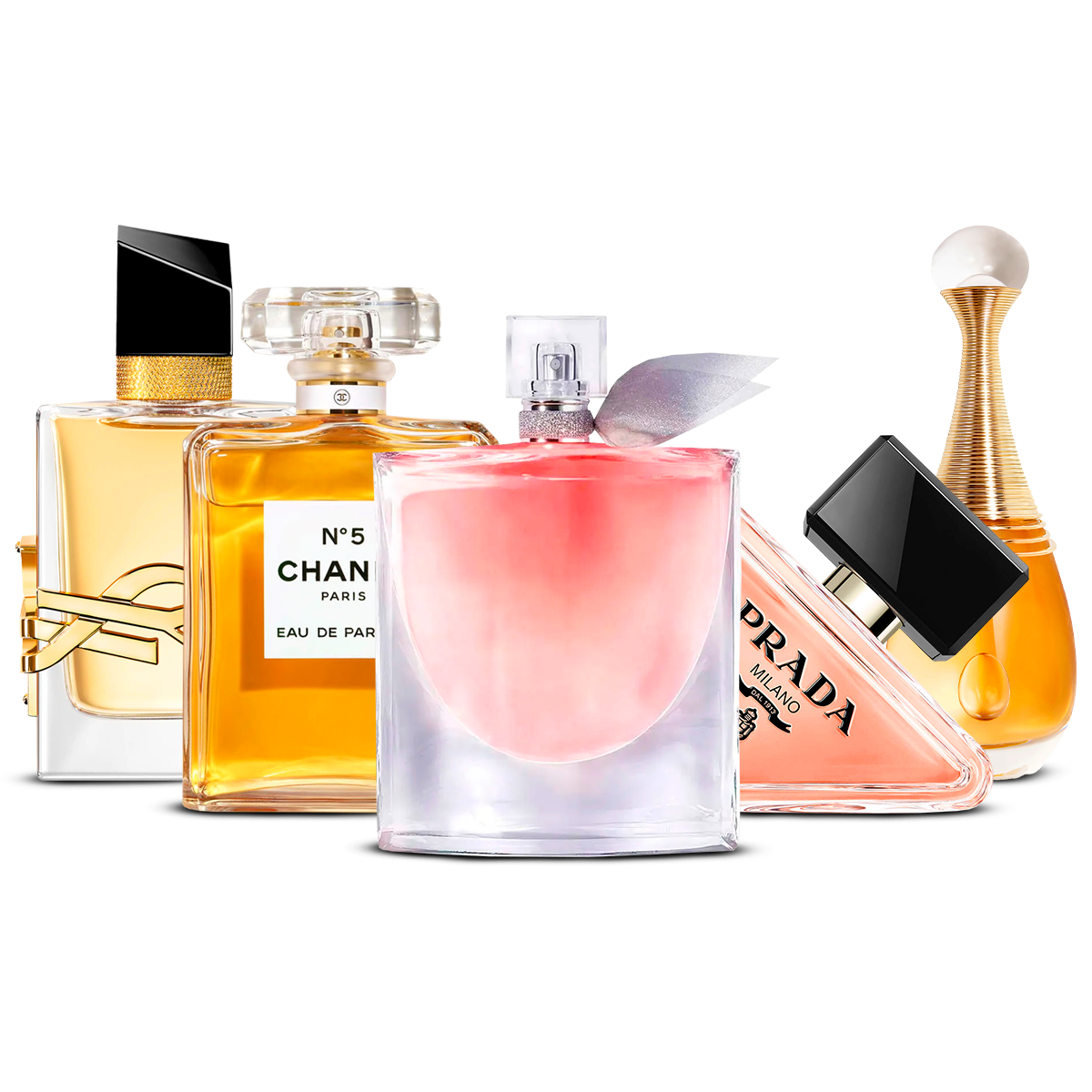 5 parfumų rinkinys – Yves Saint Laurent Libre, Chanel Nº5, La Vie Est Belle, Prada Paradoxe ir J'adore  [100 ml kiekvienas]