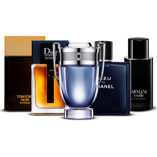 5 parfumų rinkinys  – Tom Ford Noir Extrême, Dior Homme Intense, Invictus, Bleu de Chanel ir Armani Code [100 ml kiekvienas]