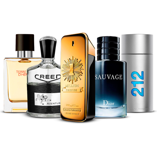 5 parfumų rinkinys  – Terre d'Hermès, Creed Aventus, 1 Million, Sauvage ir 212 Men  [100 ml kiekvienas]