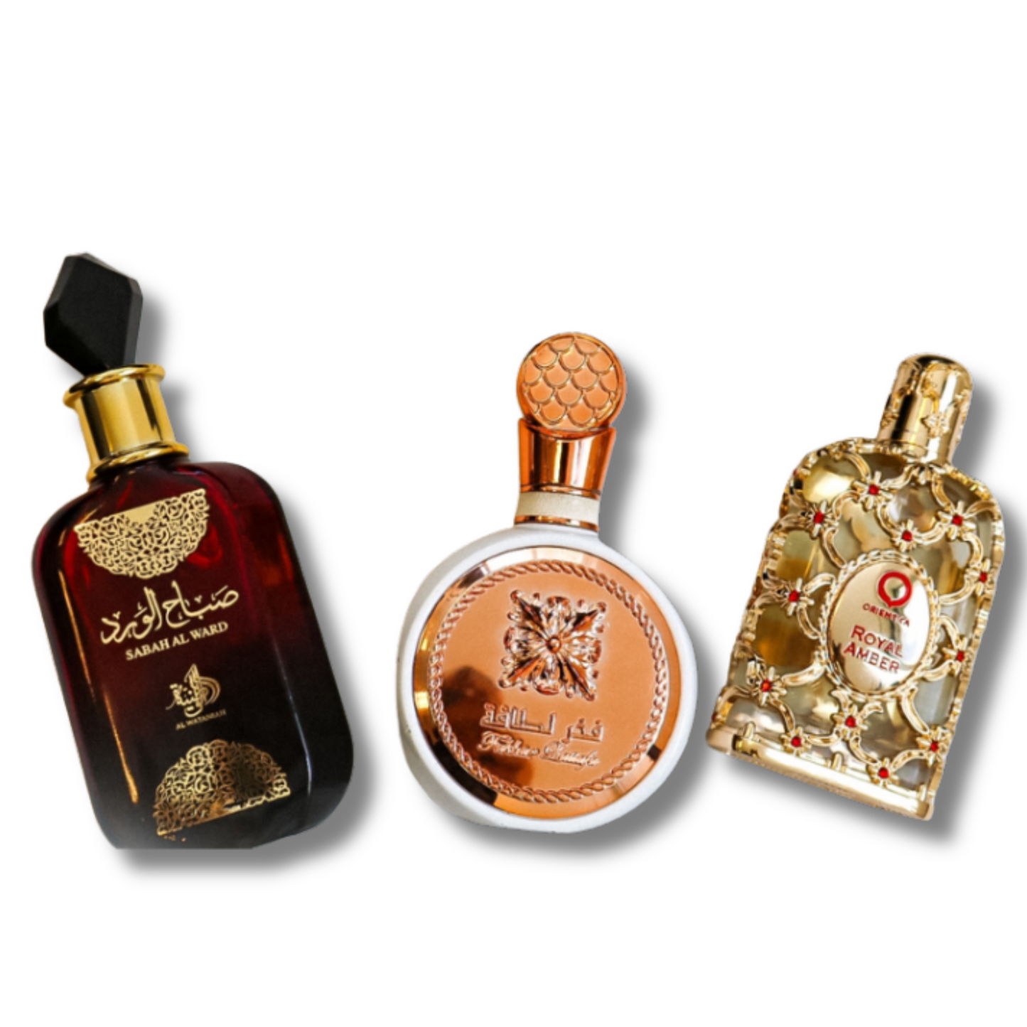 3 parfumų rinkinys | Sabah Al Ward 100 ml, Fakhar 100 ml, Royal Amber 100 ml