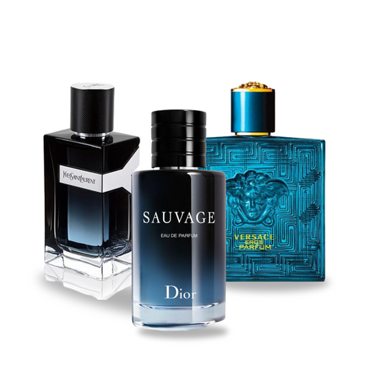 3 parfumų rinkinys |  Dior SAUVAGE, Yves Saint Laurent Y MEN, Versace EROS 100 ml