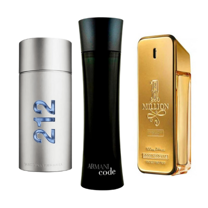 3 parfumų rinkinys | 212 Men NYC, Paco Rabanne One Million, Armani Code Homme 100 ml