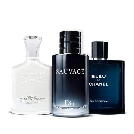 3 parfumų rinkinys | Creed Silver + Sauvage Dior + Bleu de Chanel 100 ml