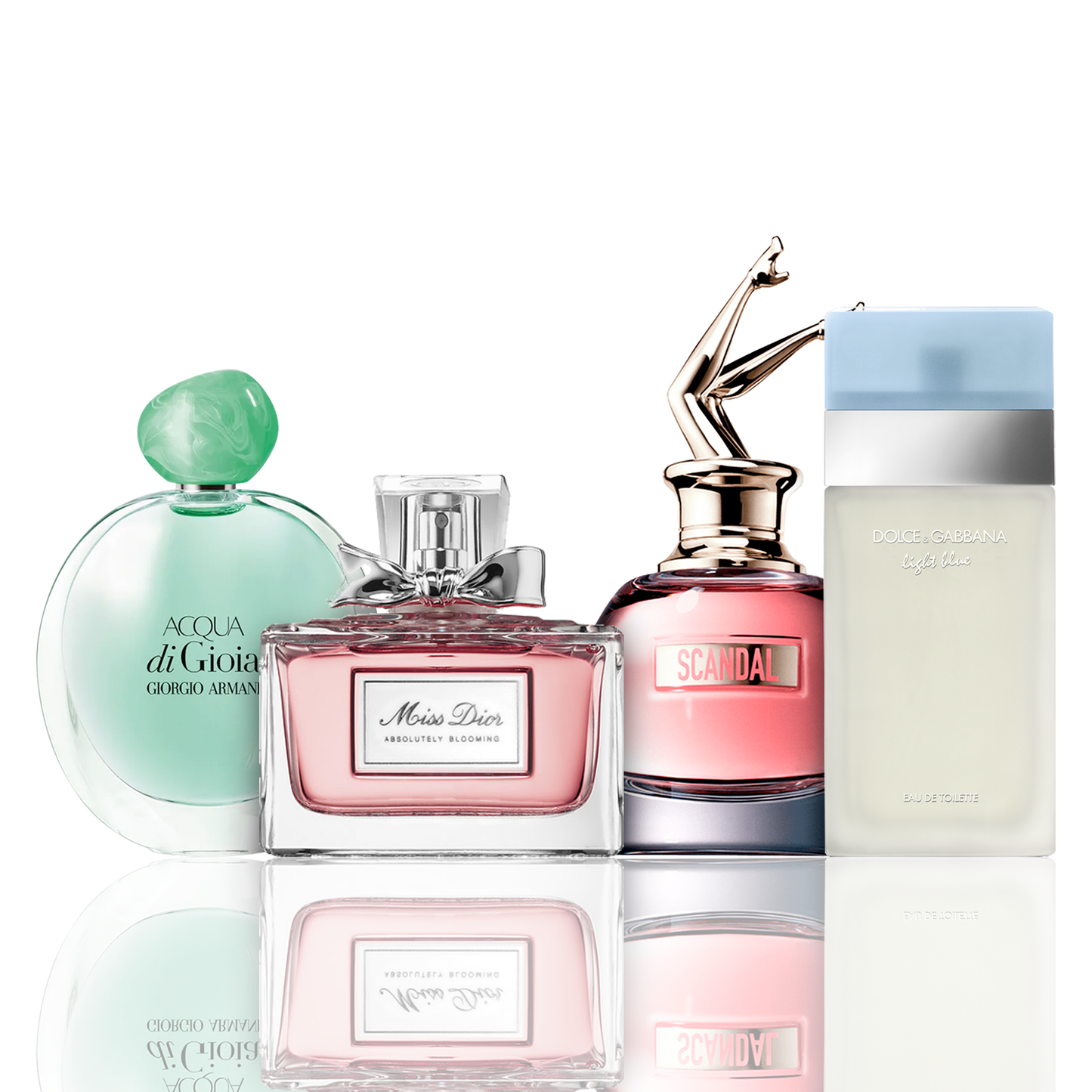 4 parfumų rinkinys | Acqua di Gioia, Light Blue, Scandal, Miss Dior 100 ml