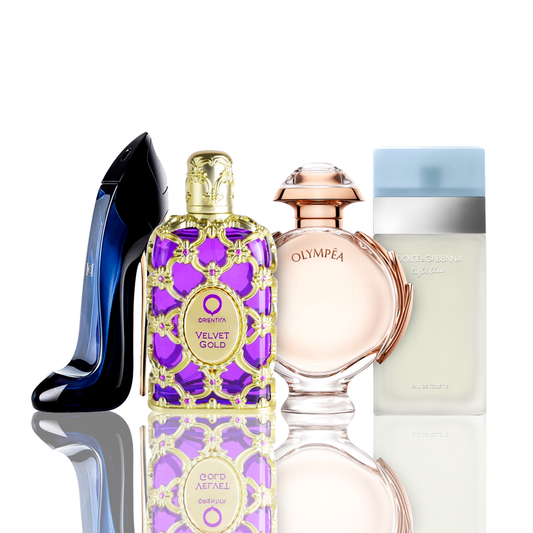 4 parfumų rinkinys | Light Blue + Orientica Velvet Gold + Good Girl + Olympea 100 ml