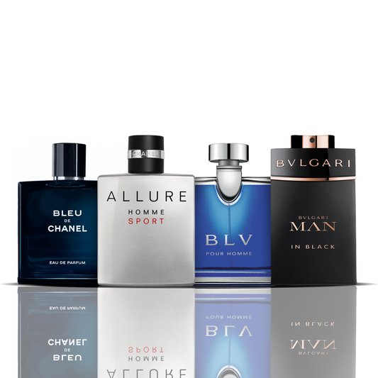 4 parfumų rinkinys | Bleu de Chanel + Allure Sport + BLV + Bvlgari Man in Black 100 ml