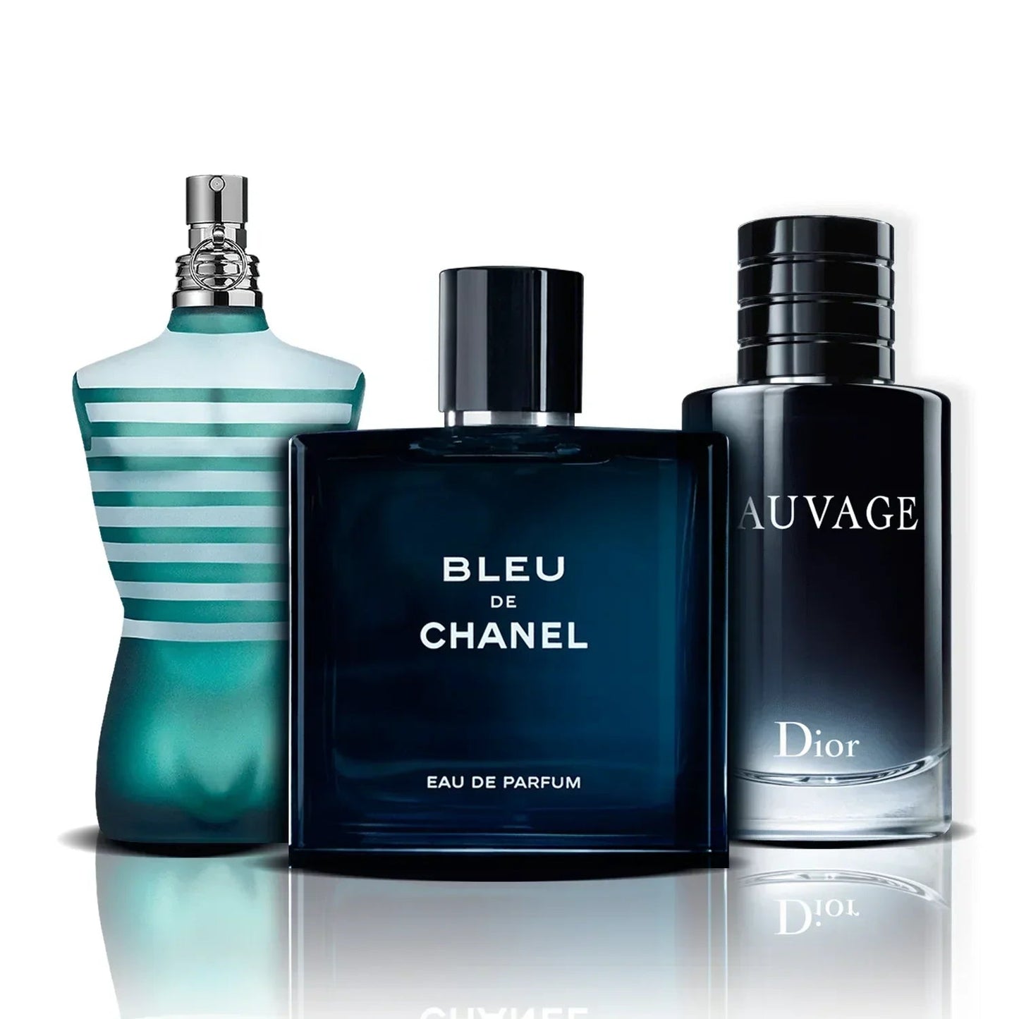 3 parfumų rinkinys | Le Male, Bleu de Chanel ir Sauvage (100 ml)