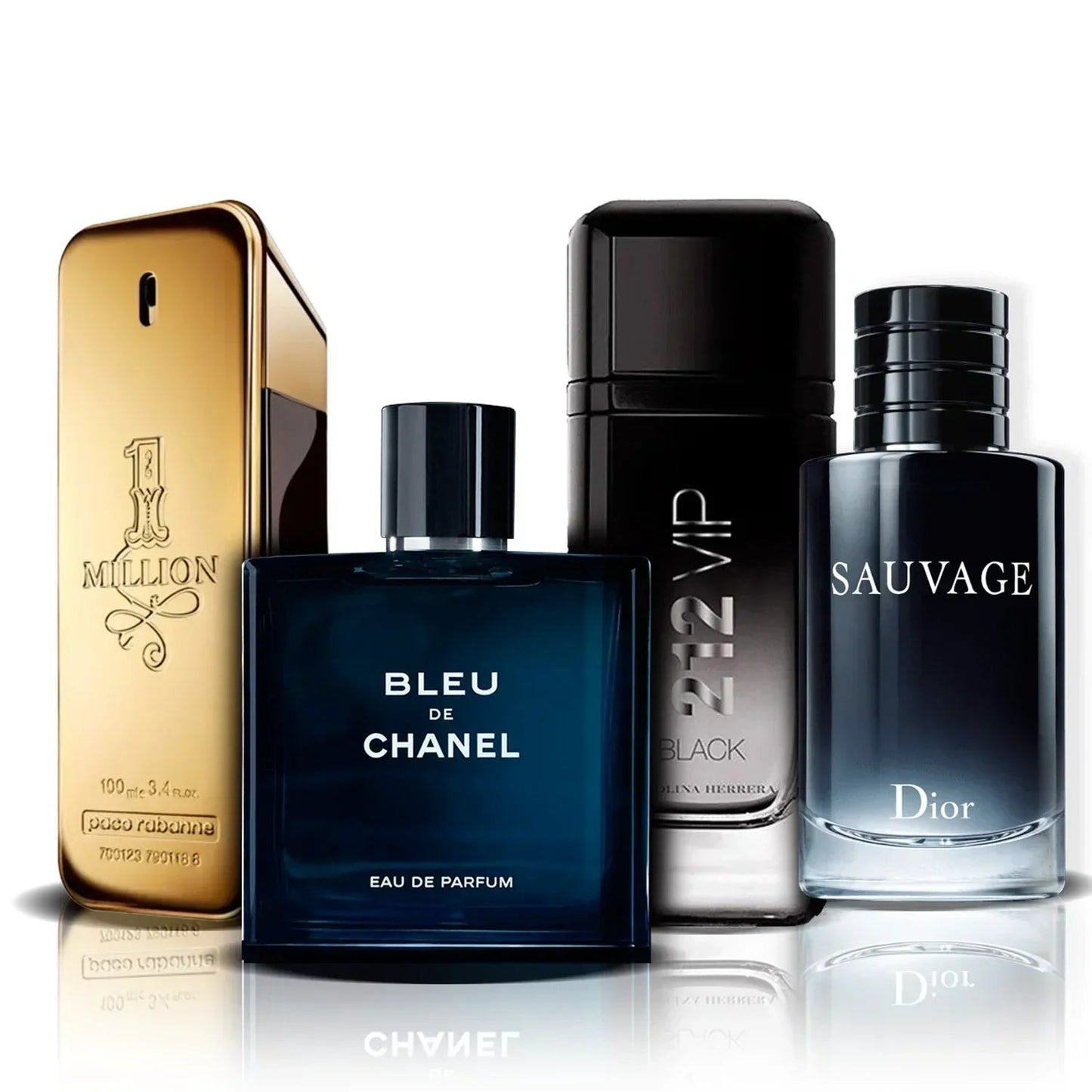 4 parfumų rinkinys | One Million, Bleu de Chanel, 212 Vip Black ir Sauvage (100 ml)